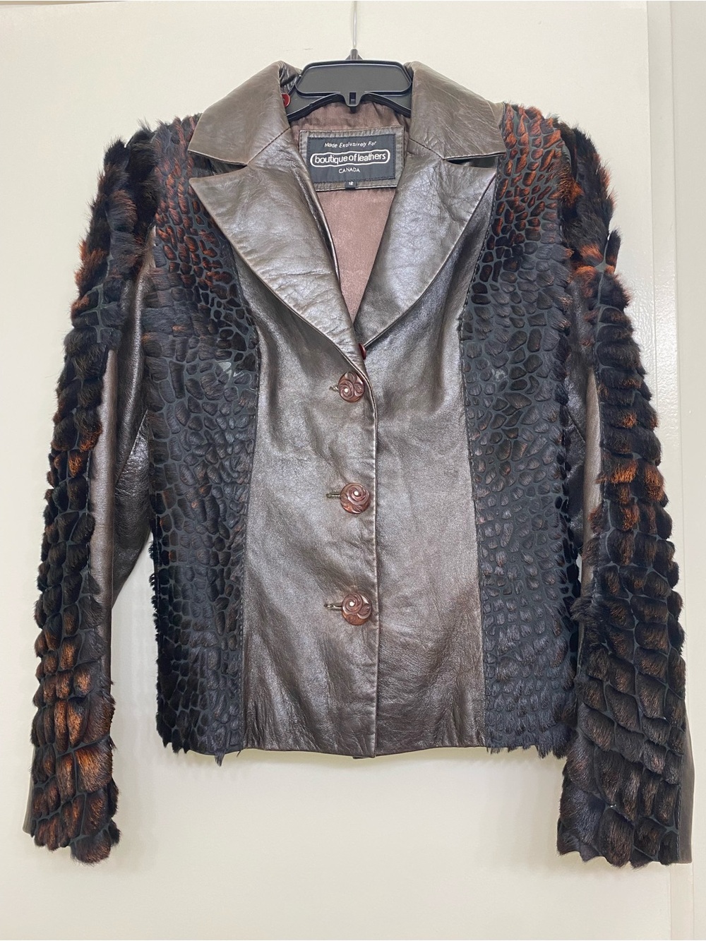 Boutique of Leathers Women's Dark Brown Leather & Fur Panel Jacket